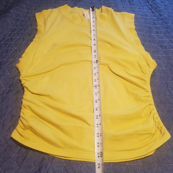 Daily Practice by Anthropologie Size L Ruched Mock-Neck Chartreuse Tank Stretch - Picture 9 of 9